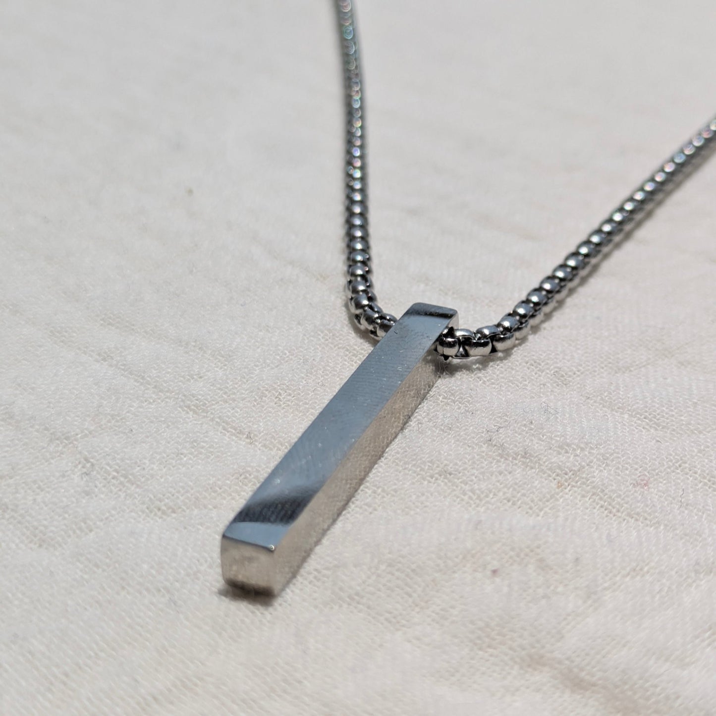 Silver Linear Bar Pendant Necklace - minimae -