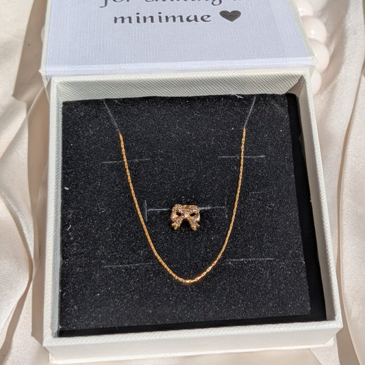 Sunlit Chain - Bow Charm 18k Gole Plated Set - minimae -