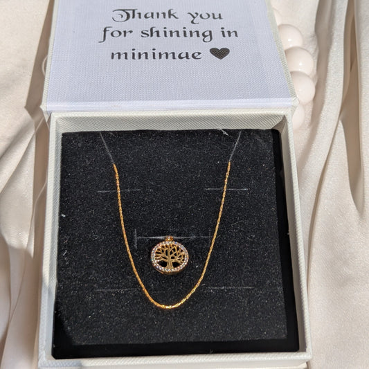 Sunlit Chain - Tree Charm 18k Gole Plated Set - minimae -
