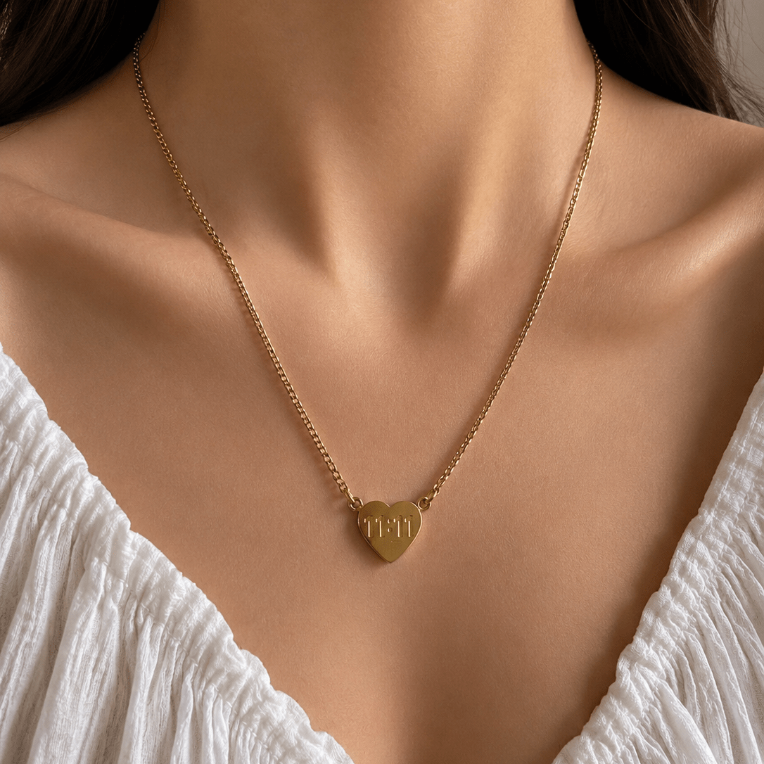 11:11 Heart Pendant Necklace - minimae - 