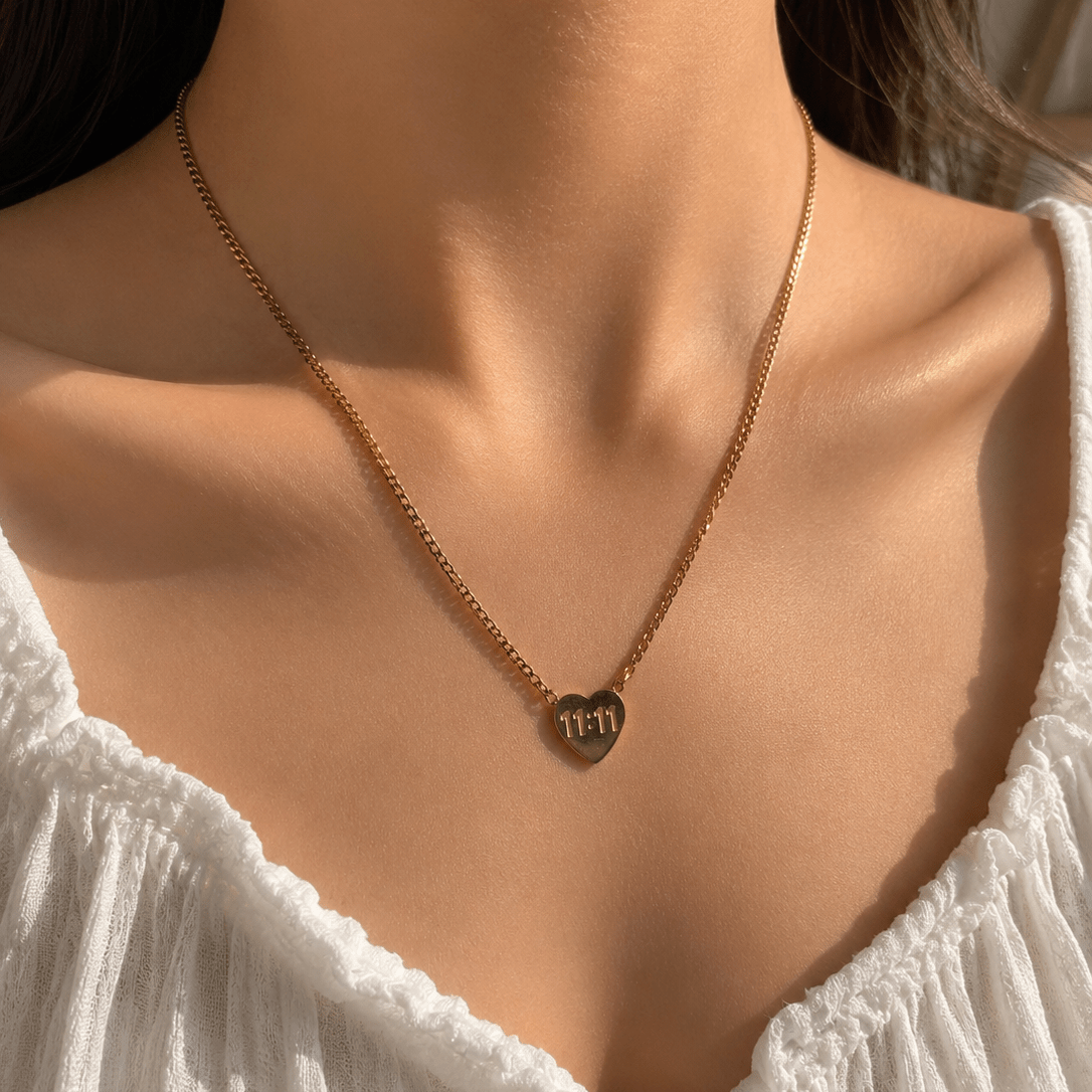11:11 Heart Pendant Necklace - minimae - 