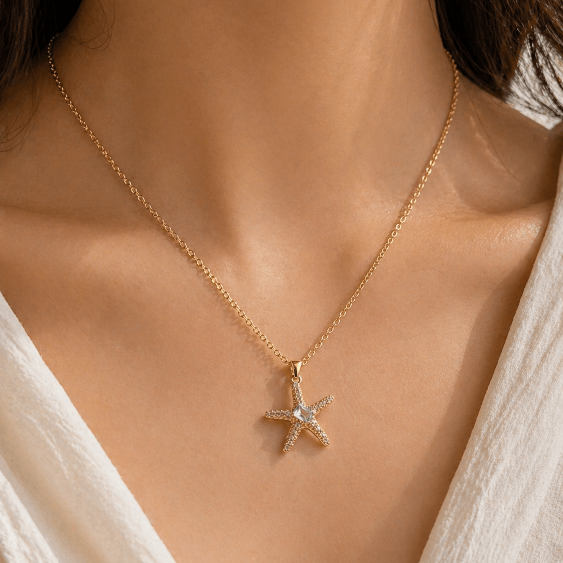Beach Starfish 18K Gold Plated Pendant Necklace - minimae - necklace
