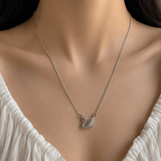 Celeste Swan Crystal Pendant Necklace - minimae - 