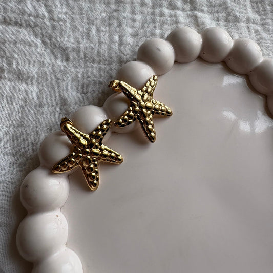 Coastal Starfish 18K Gold Plated Stud Earrings - minimae - 