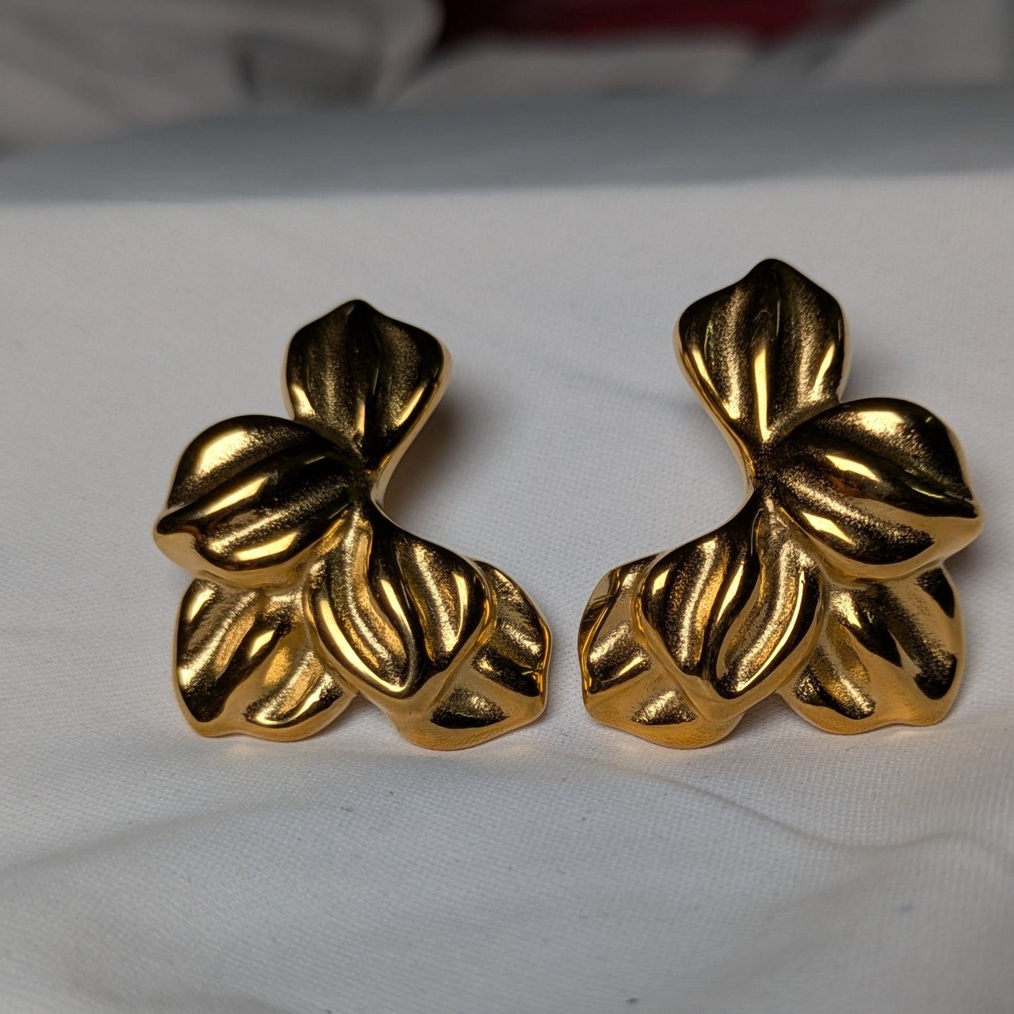 Gold Petal Statement Earrings - minimae - 