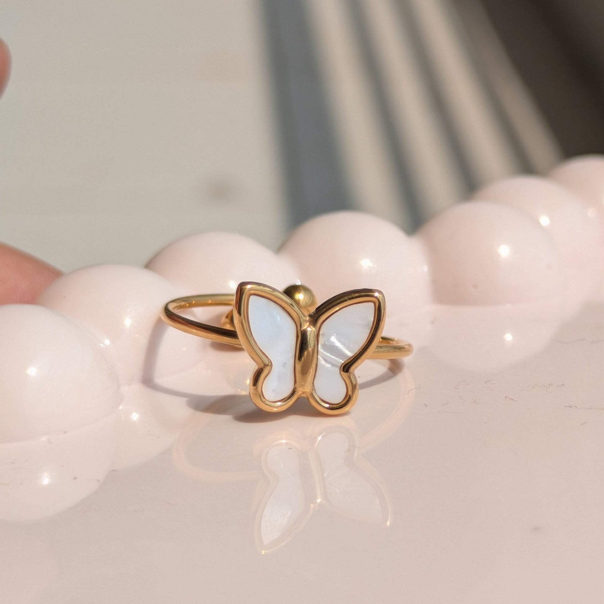Golden Butterfly Adjustable Ring - minimae - Ring