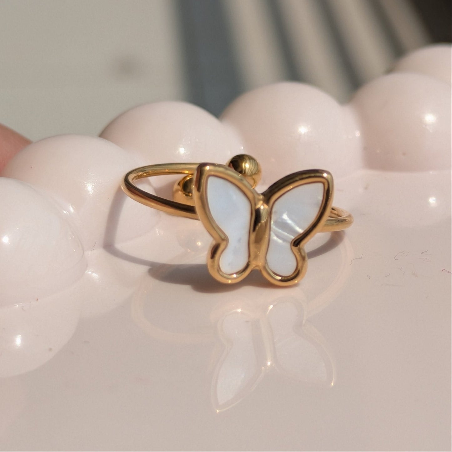 Golden Butterfly Adjustable Ring - minimae - Ring
