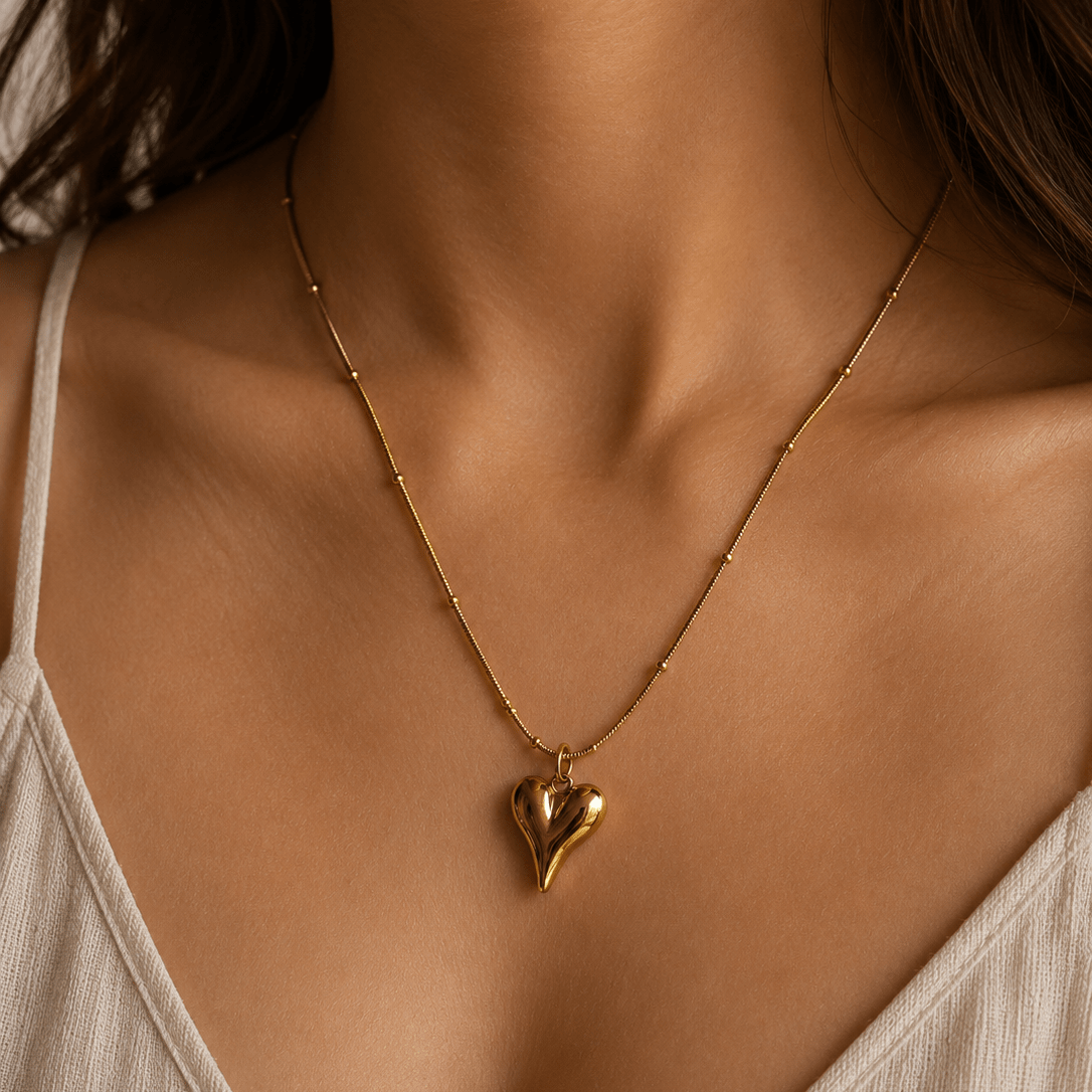 Golden Muse Heart Pendant Necklace - minimae - 
