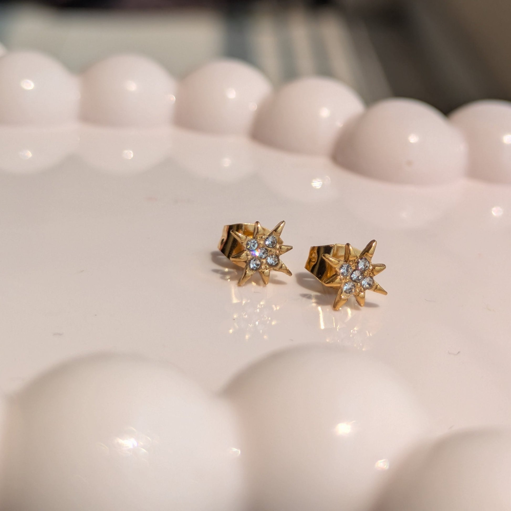 Golden North Star Stud Earrings – Dainty Celestial Sparkle - minimae - 