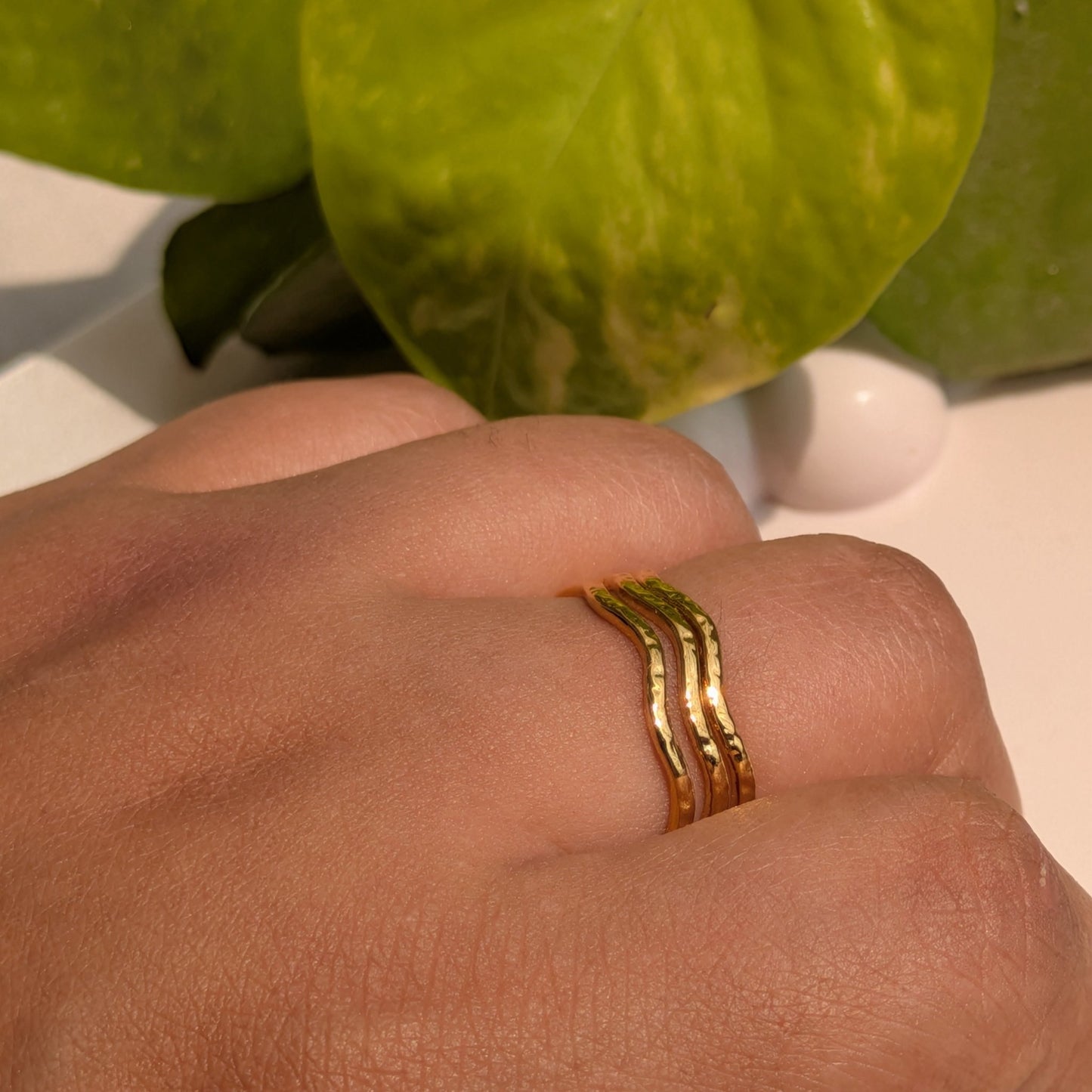 Golden Wave Band Adjustable Ring - minimae - Ring