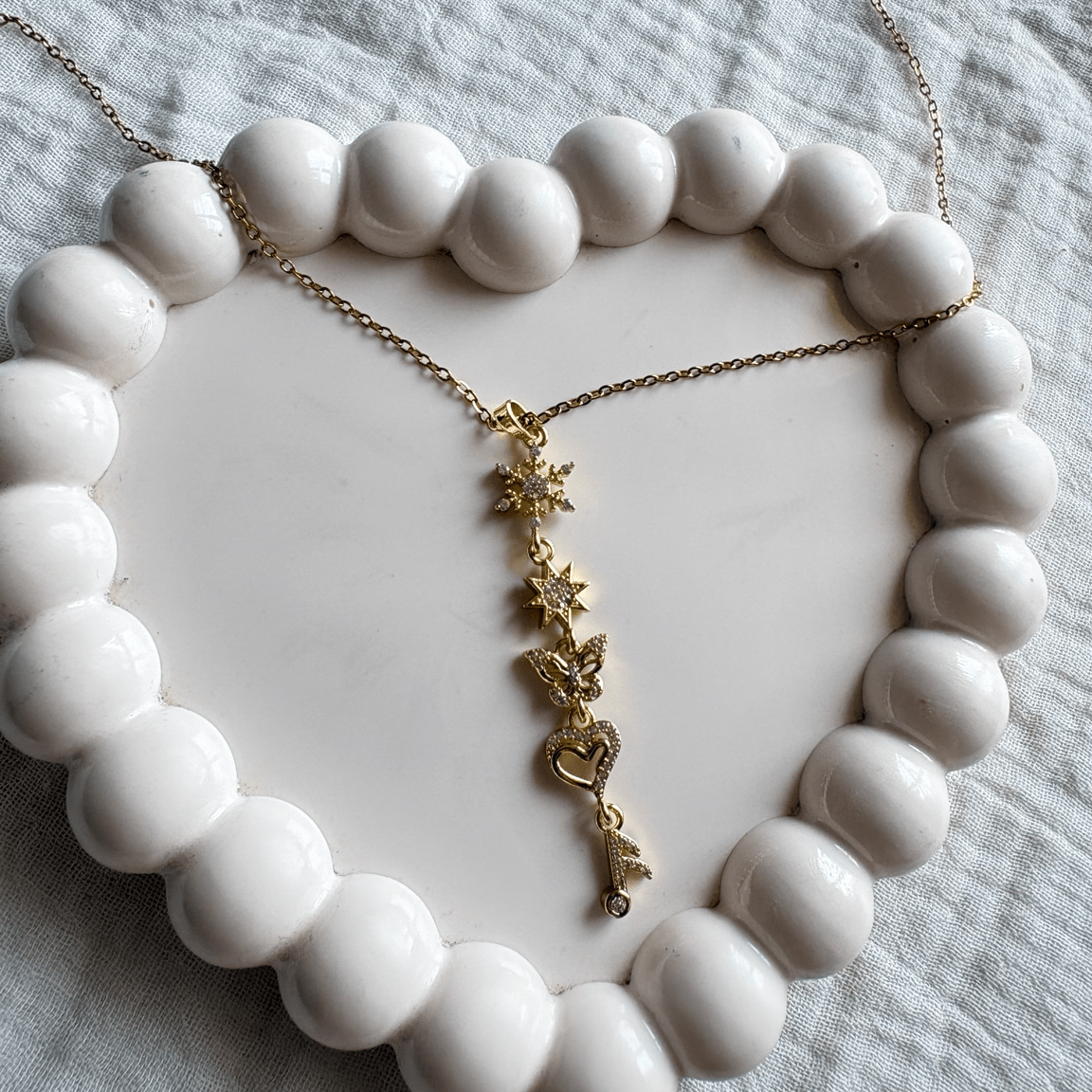Multiple Charms Long Pendant Necklace - minimae - 