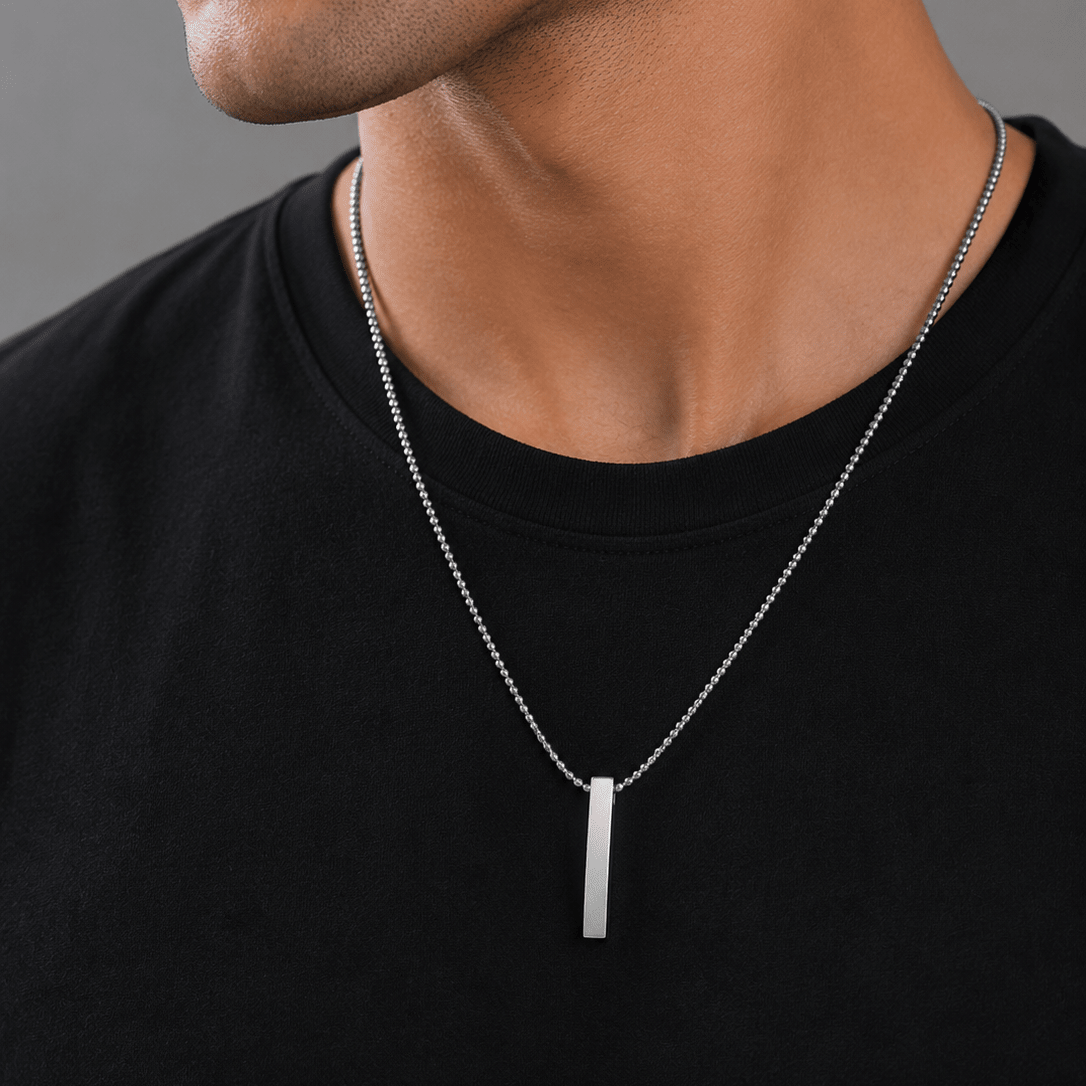 Silver Linear Bar Pendant Necklace - minimae - 
