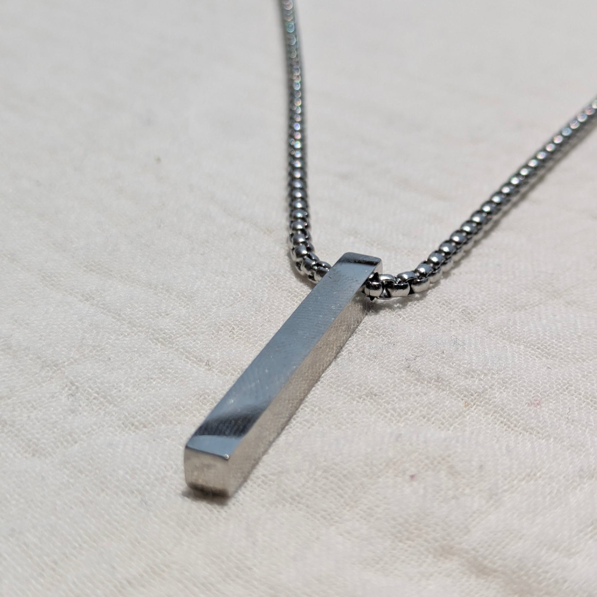 Silver Linear Bar Pendant Necklace - minimae - 
